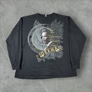 Vintage President Barack Obama Phat Farm Size 2XL Long Sleeve Y2K Black T-Shirt